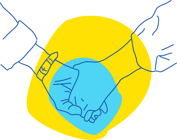Illustration of two hands holding each other